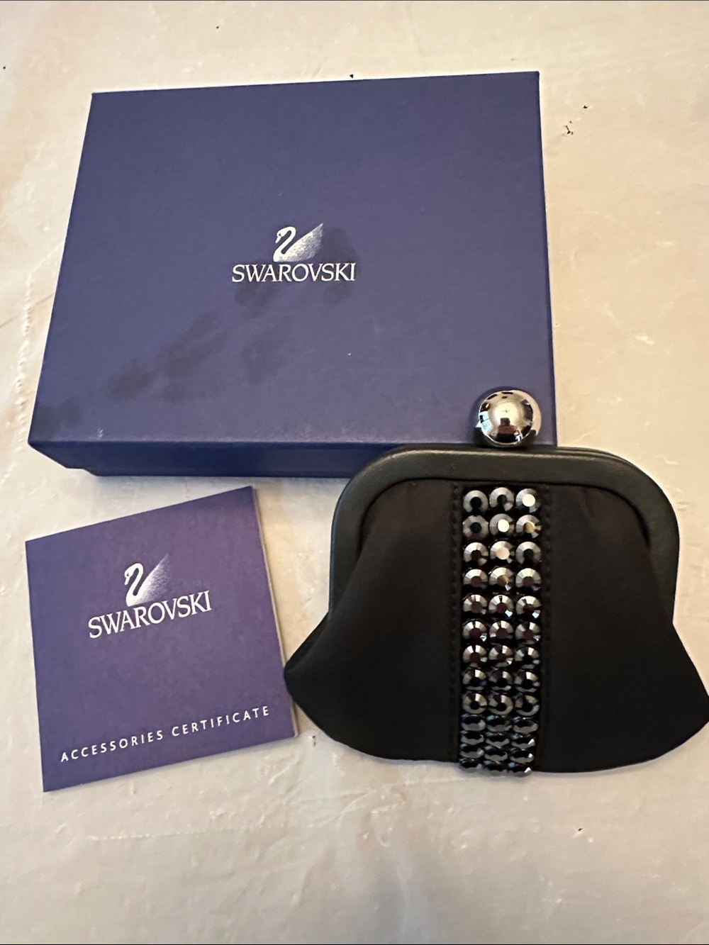Swarovski Monroe Black Satin Coin Purse